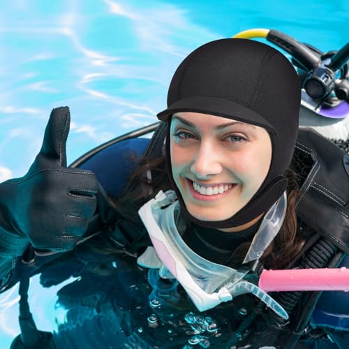 TOBWOLF Diving Hood with Adjustable Chin Strap, 2.5mm Scuba Hood, Neoprene Wetsuit Hood Surf Cap, Dive Cap Surfing Thermal Hood Beanie for Surfing Diving Kayak Rafting Canoe Snorkel Swimming - Thumbnail 7