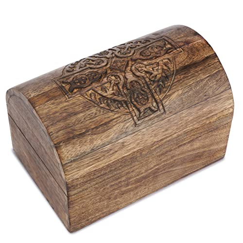 Ajuny Handcrafted Decorative Jewellery Storage Box With Cross Design Carvings Multipurpose Use As Jewellery Storage Keepsake Box Organizer Great For Gifts - Image 2