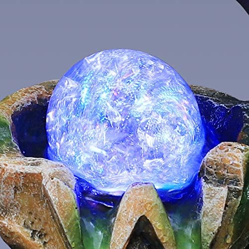 卓上噴水 デスクトップ噴水 ミニ滝 樹脂 室内噴水 風水 玄関 置物 インテリア おしゃれ かしつき 加湿器 流水 LEDライト付き 工芸品 開運 装飾 卓上用飾り 部屋 オフィスに対応 ヨガ 瞑想に最適 (A)