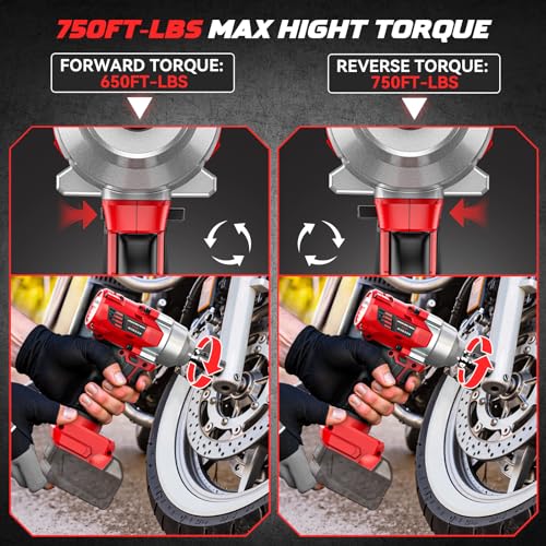 Image of DIYtoolifz Cordless Impact Wrench 1 /2 inch Compatible with Milwaukee 18v Battery, 750FT-LBS(1000N.m) Brushless Impact Driver, Electric Impact Gun with LED Work Light, Variable Speeds, 4-Speed Control.