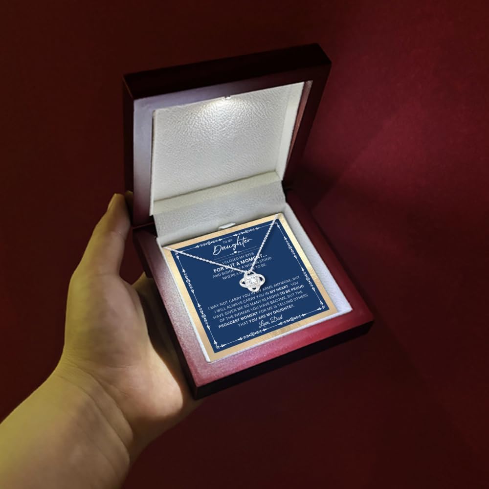 To My Daughter Necklace Gift from Dad | 14k White Gold Pendant with Emotional Message Card & Gift Box | Birthday, Graduation, Christmas Jewelry for Teen or Adult Daughter - Image 8