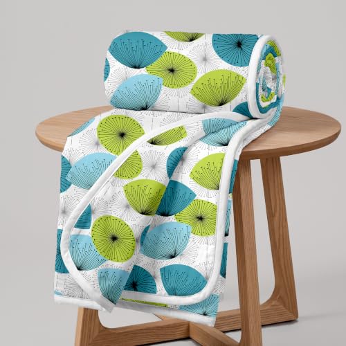 Image of Divine Casa Floret 100% Cotton Double Dohar | 120 GSM | Soft & Lightweight Throw Blanket | Reversible Design | Cozy & Breathable Bedding | All-Season Comfort | 220 x 205 CM, Aqua