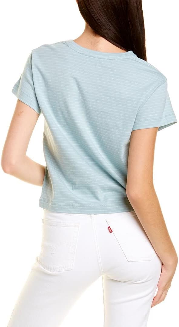 Vince Womens Neppy Stripe Short Sleeve Shrunken Crew - Image 2