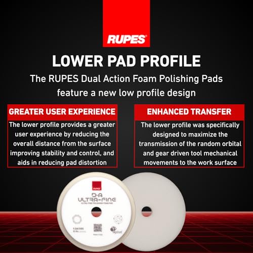 Image of RUPES 9.DA150S Pack of 6 White D-A Ultra-Fine Polishing Foam Pads 150mm | Compatible with 5 inch Backing Plate | Ideal for Paint Correction & Gloss Enhancement | Extremely Fine Defect Removal