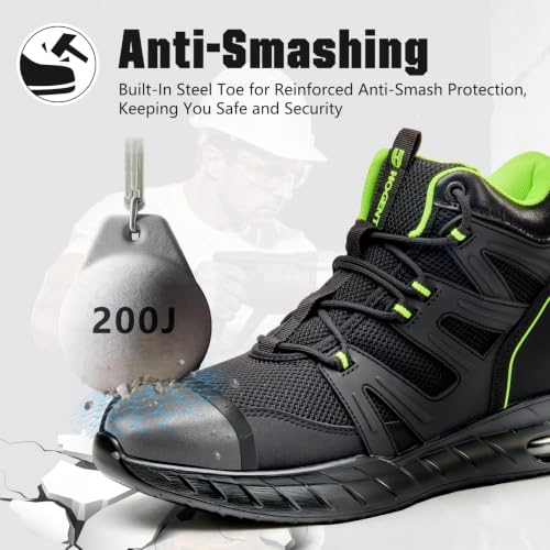 Hogent Steel Toe Boots for Men, Cushioned Safety Work Shoes - image 2