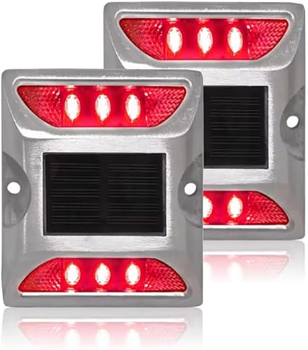 Solar LED Road Stud Light & Reflectors Metal Body | Flashing RED |JG689