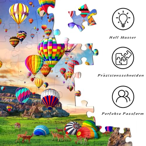 HUADADA Puzzle 1000 Teile Erwachsene-Bunter Heißluftballon – Ansicht 6