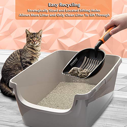 Pawbee Metal Cat Litter Scoop - Premium Non-Stick Cat Litter Scooper With Holder - Deep Shovel Cat Scooper - Long Non-Slip Handle Kitty Litter Scoop - Cat Poop Scooper - Cat Scooper For Litter Box #TOP5