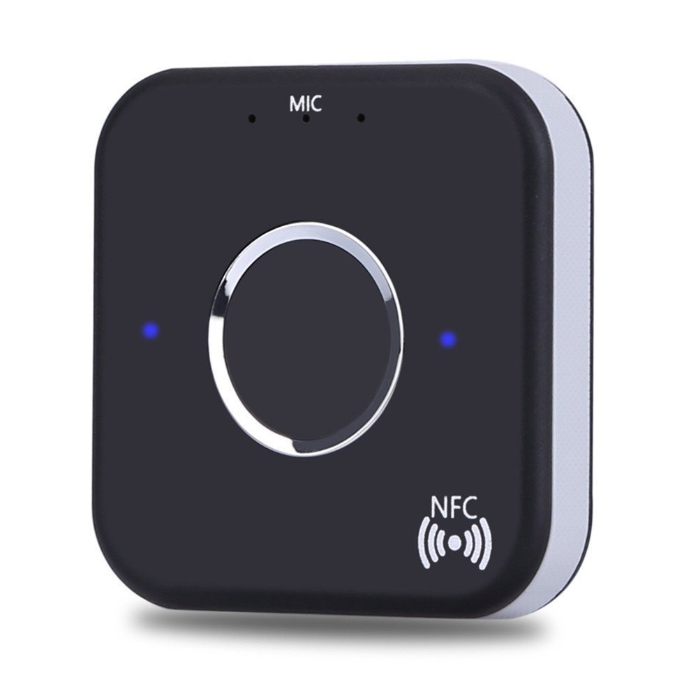 LUJII Wireless Bluetooth Receive Transmit Audio Stereo, Portable Wireless Bluetooth 4.1 NFC Audio Receiver Built-in Microphone Dual Aux 3.5mm for Home Sound System/Car Stereo/Mobile Phones/TV/PC