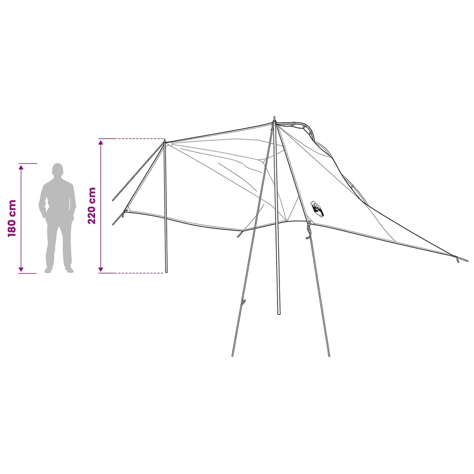 Tenda per auto, verde tetto, 350 x 250 cm, in poliestere e acciaio, tetto pieghevole in tela con chiusura lampo, per protezione auto, campeggio, giardino vialetto