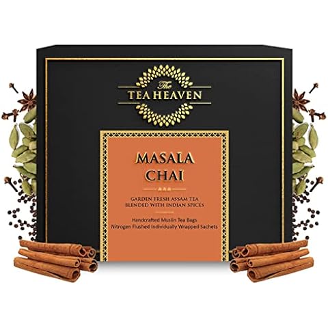 The Tea Heaven Masala Chai Tea, Premium Indian Loose Leaf Chai Tea with Whole Spices, Spiced Loose Chai Tea for Hot or Cold Brewing, 16 Tea Bags Cover