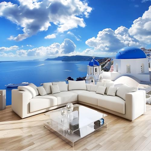 Papier peint photo 3D Santorin pour un salon lumineux