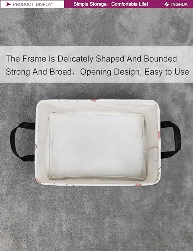 Image of Rectangular Rabbit Storage Basket | Fabric Organizer Bin for Books,Clothes,Gifts,Pets-Perfect for Home,Office,Nursery,Dorm,Shelf(Rec-rabbit)