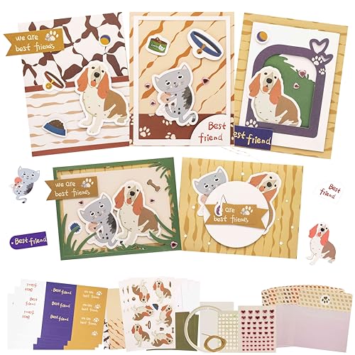 CREATIVETREES Card Making Kits DIY Blank Cards with Envelopes, Cat Thank You Cards, Dog Thank You Cards for Best Friends, Teachers, Includes 9 Envelopes
