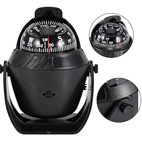 FILFEEL Digital Marine Kompass, Hohe Präzision LED-Licht Schwenkbarer Kompass Cover