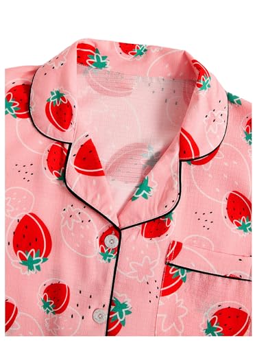 Image of Verdusa Pajamas For Women Set 2 Piece Cute Pjs Sleepwear Lounge Sets | Pj Sets For Woman, Button Down Shirts With Pajama Shorts, Cute Print, Comfy Sets