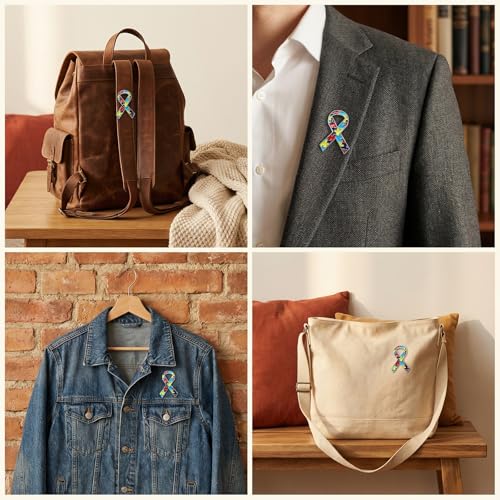 Image of Awareness Enamel Lapel Pin - Nickel and Gold Plated Ribbon Pin - Prevention and Awareness Ribbon - Jewelry Brooch Pin with Secure Clutch Back