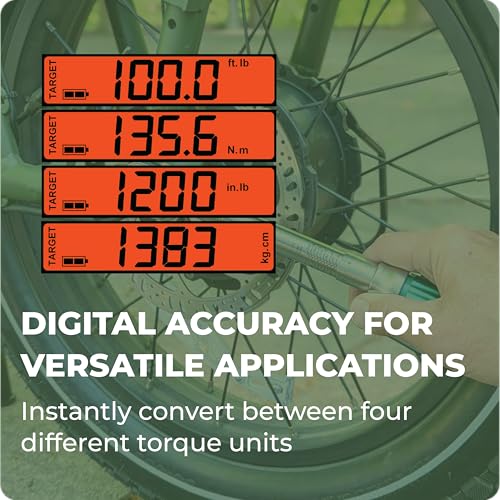 eTORK Digital Torque Wrench - 3/8" Drive (25-250 in-lb) Precision Torque Tool - Electronic Scale & Click-Style Design, Mechanic's Tool for Automotive, Motorcycle, & Bike Maintenance - Thumbnail 4