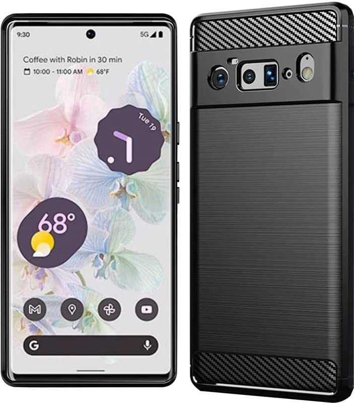 Image of NPRC Hybrid Ultra Slim Protective Case TPU Non-Slip Carbon Fiber Texture Shockproof Case Cover for Google Pixel 6 Pro - Black