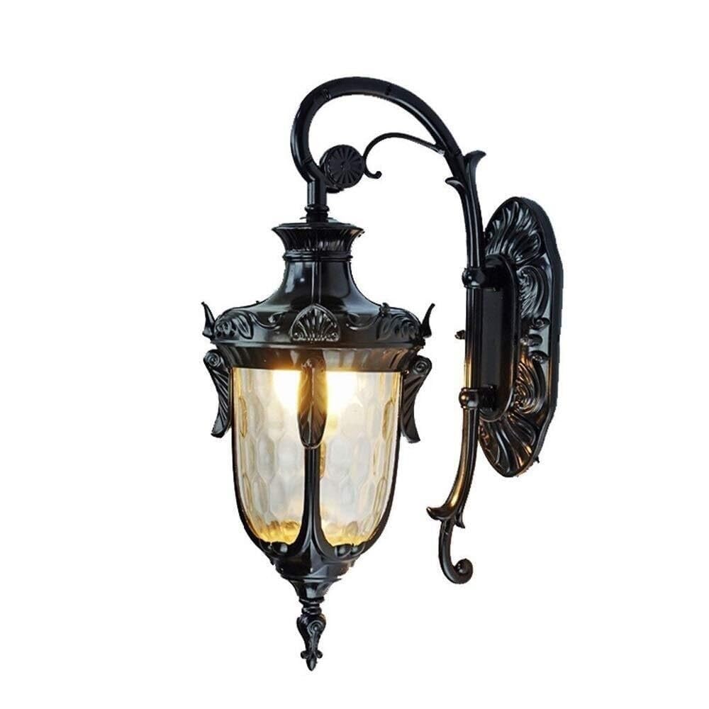 JYBNBBE Outdoor Wall Light Fixtures Black Exterior Lantern Waterproof Sconce Porch Lights Mount with Hammered Glass Shade for, Garden, Balcony, Living Room