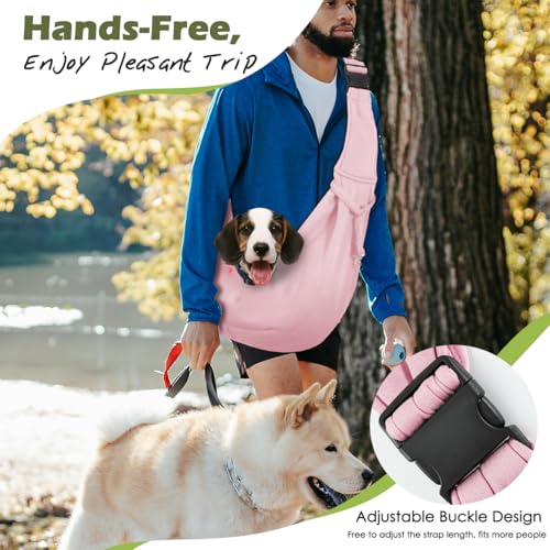Pawaboo Hundetragetasche, Tragbare Haustier Hundetasche mit Verstellbare Schultergurt,Outdoor Reise Haustier Umhängetasche Transporttasche für Klein Hund Katze (Bis zu 12lbs), Helles Rosa