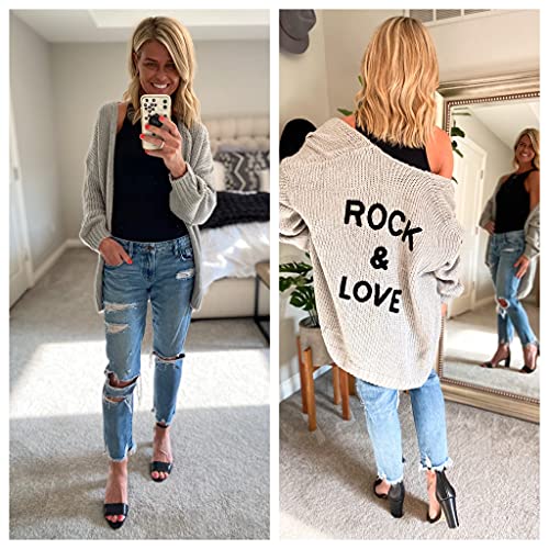 Prettygarden Women’s Solid Color Long Sleeve Cardigan Casual Soft Knit Sweaters Draped Open Front Cardigan Sweaters Coats (Grey, X-Large, X_L) #TOP2