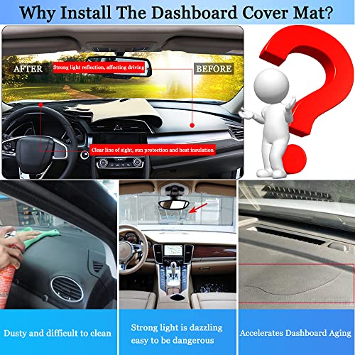Yofamo Dashboard Cover Dash Cover Mat Pad Carpet Custom Fit For Honda 10Th Gen Civic 2016 2017 2018 2019 2020 2021 Accessories Anti-Skid Center Console Protector Cover Mat(Black Edge) #TOP1