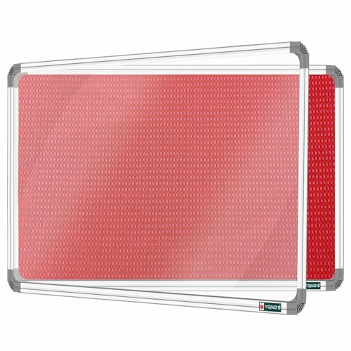 Image of YAJNAS 3X5 Feet Premium Material Red Designed Notice Board with Acrylic Door /Soft Board /Bulletin Board /Pin-up Display Board for Study Room, Office, School & Home Use