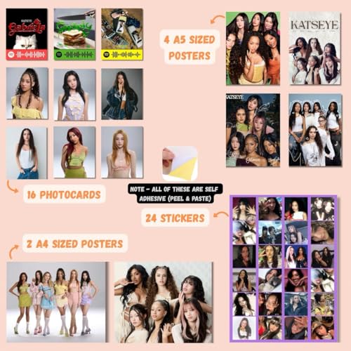 Image of Katseye Poster Combo Pack of 6 Poster, 18 Photocards, 24 Stickers (Self Adhesive Sheets 125GSM) | Pinterest Wall Posters | K-Pop Posters | K-Pop Photocards | Vinyl Material | All in One