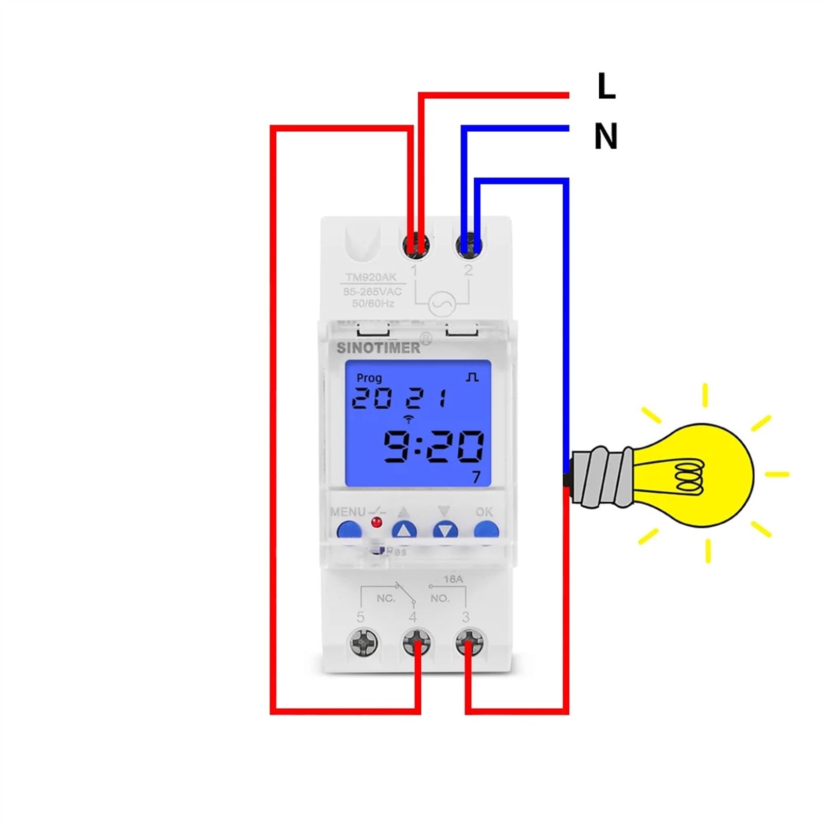 TM920AKL electrónico 3 en 1 Interruptor de Temporizador programable Digital de 7 días con función de Cuenta atrás Pluse relé de Tiempo de Carril DIN 85-265VAC(30A)