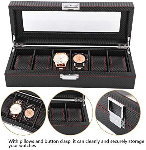 Lv. life Watch Box, 6 Slot Watch Jewelry Display Storage Collector Organizer Watch Travel Holder Case Watch Organizer Watches Storage Case for Individual Use