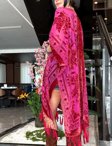 Image of MJ SERECA Women's Casual Long Velvet Kimono