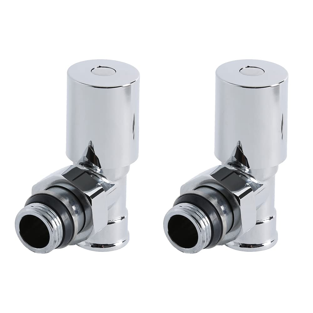 Milano Chrome Angled Heated Towel Rail Radiator Valves