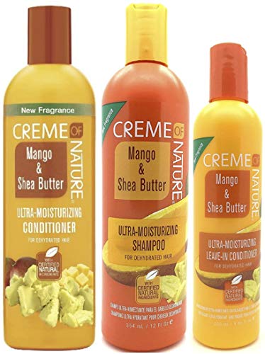 Après-shampoing, shampoing et revitalisant sans rinçage Creme of Nature à la mangue et au beurre de karité (lot de 3)