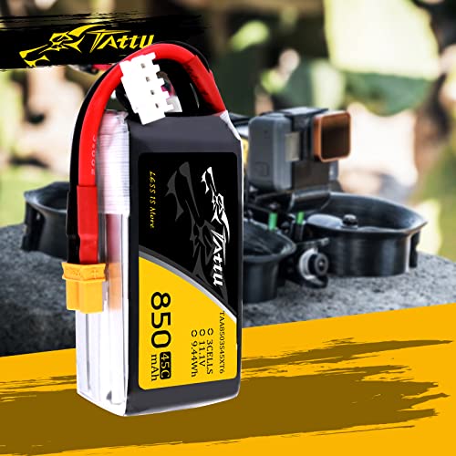 Tattu 11.1V 850Mah 3S 45C Lipo Battery Pack With Xt60 Plug For Multirotor Fpv 150 180 Size Quadcopter #TOP5