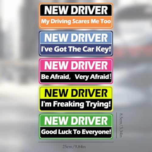Image of 5Pcs Magnetic Car Stickers, New Magnetic Student Driver Stickers Warning Reflective Signs Car Decoration for Students Novices as Auxiliary Equipment Supplies
