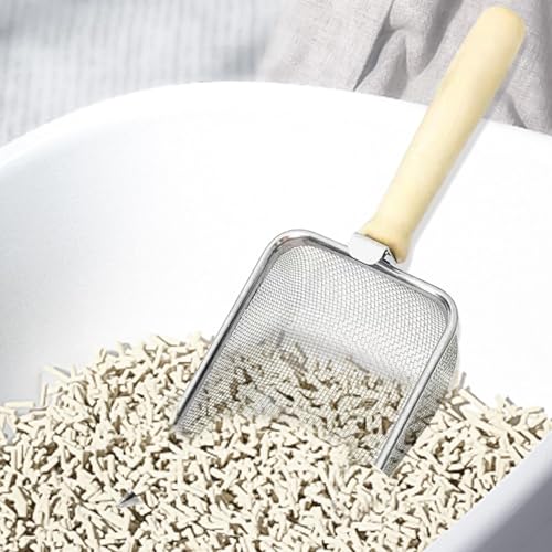 Scooper para caixa de areia, pá para areia de gato - Pá de metal para cocô de gato com alça ergonômi