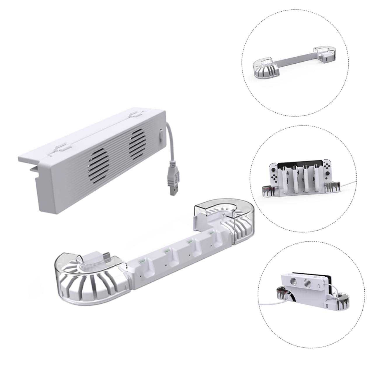 GLEAVI 2 Set caricatore del controller di gioco caricabatterie portatile caricabatterie per controller di gioco caricatore portatile raffrescatore d'aria della consolle addominali bianca