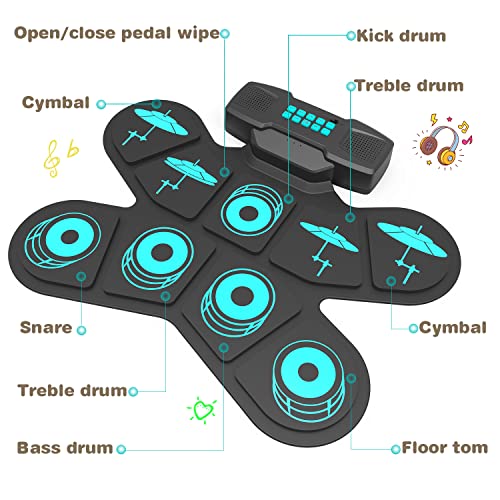 Lemnoi Batterie Électronique Drum Set, Batterie Musique avec Casque, Enceintes intégrées, Drum Pedals et Baguettes… - Les Beatles, Paul McCartney, John Lennon, RIngo Starr, George Harrison Lemnoi Batterie Électronique Drum Set, Batterie Musique avec Casque, Enceintes intégrées, Drum Pedals et Baguettes… – Image 6