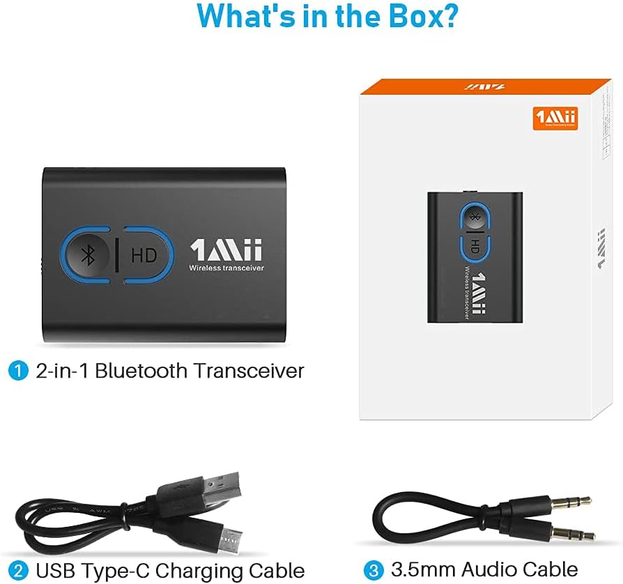 1Mii Miilink Bluetooth 5.0 Transmitter Receiver for TV to Wireless Headphones, Dual Link AptX Low Latency with HD Audio, Aux Bluetooth Audio Receiver Adapter for Home Stereo / Car, Plug n Play : Electronics