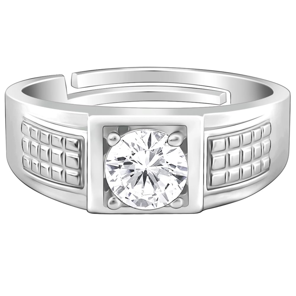 925 Silver Classic Stud Ring For Him, Adjustable| Gifts for Men and Boys| With Certificate of Authenticity and 925 Stamp | 6 Months Warranty-image-26