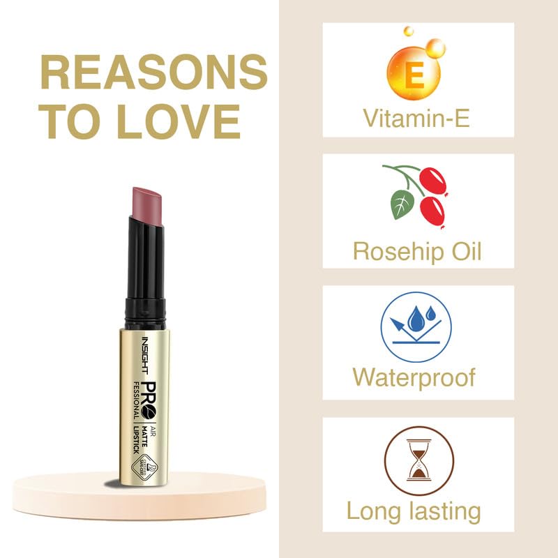 Image of INSIGHT Professional Air Matte Lipstick | Smooth Finish | All Day Comfort | Infused with Rosehip Oil and Avocado Butter | One Swipe Color - (Aurora) (3g)