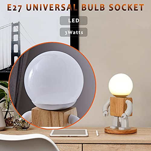 Jubapoz Led Table Lamp Night Light Desk Lamp 3 Light Colors Bedside Lamp, Nightstand Lamps, Robot Creative Toys Decorations For Bedroom, Living Room, Office #TOP5