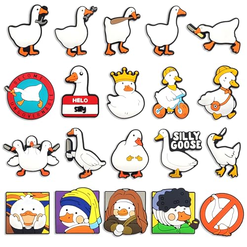 CILING OUER Ganso Nerdy lindo Zapato Charms 20 piezas para Niños Niñas Fiesta Cumpleaños Decoraciones Accesorios, Charms para zapatos Muñequera Decoración