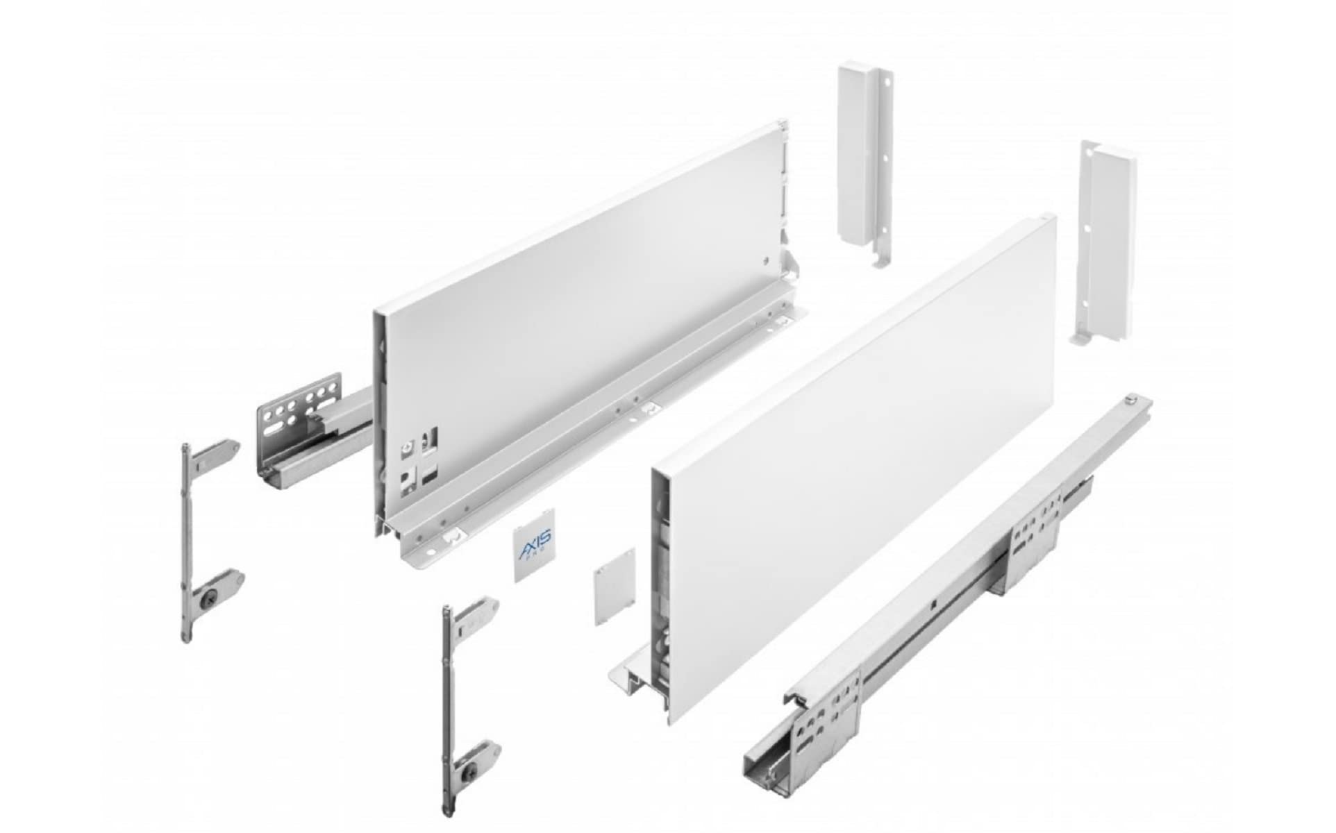 Gtv White Axis Pro Drawer System I Drawer Set With Full Extension And Integrated Damping I I Load Capacity Up To 40 Kg I Soft-Close I Free Access I Width 400 Mm I Height 168 Mm