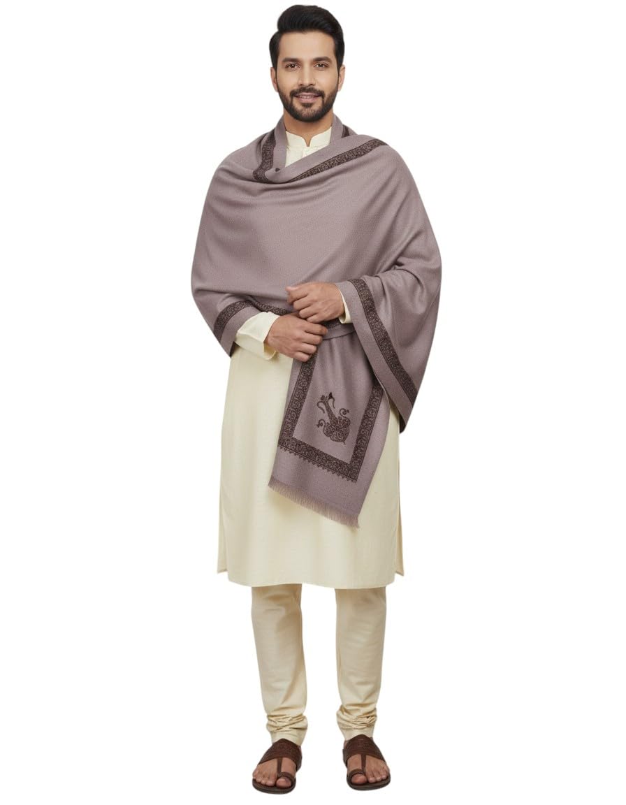sprha Grey Wool Printed Men's Shawl KA-SWL-29-picture-56