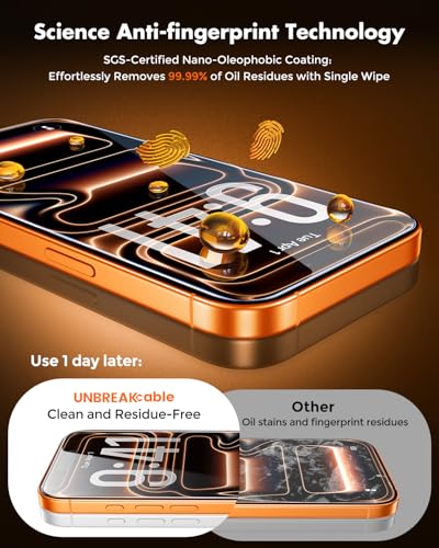 Image of UNBREAKcable for iPhone 17 Pro Max Screen Protector [Quick-Installation Box] 3-Pack 9H+ Hardness Shatterproof Tempered Glass [99.99% HD Clear] [Case Friendly] [Bubble Free] for iPhone 17 Pro Max 6.9 inch