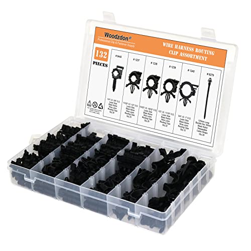 Woodzdon 132 Pcs Car Wire Loom Routing Clip Wiring Harness Assortment Kit for GM for Honda 6 Sizes Fits 1/4 to 3/4 inch Loom Automotive Convoluted Conduit for Chevrolet for GMC for Buick for Cadillac - Thumbnail 6