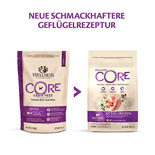 Wellness CORE Kitten Original, 300g, Turkey & Chicken, Kitten Dry Food, All-Natural, Grain-Free, High Meat Content, Protein-Rich, Supports Brain & Eye Development (Pack of 2)