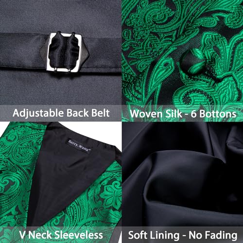 Image of Barry.Wang Formal Men Flower Vest Paisley Jacquard Silk Ties Suit Waistcoat Set Wedding 5PCS